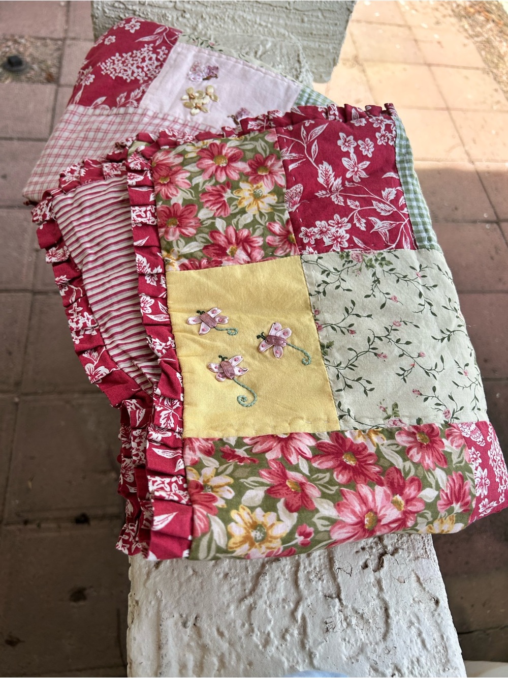 Floral Patchwork pillow shams - Pink, Yellow, Cream